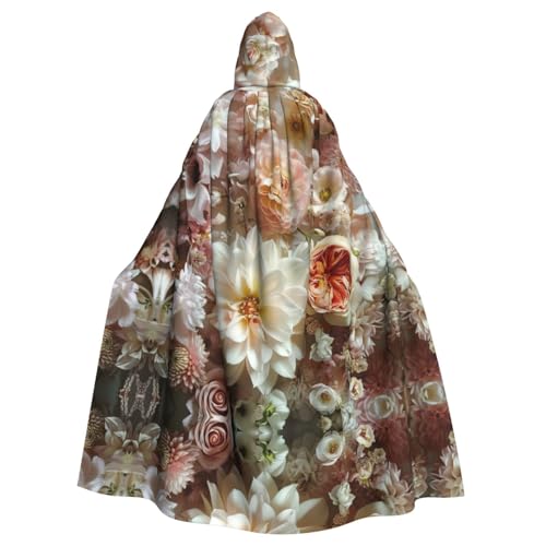 Bvrctyp Leichter romantischer Blumendruck, Kapuzenumhang mit Kapuze, Halloween, Weihnachten, Party, Cosplay-Kostüme von Bvrctyp