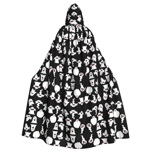 Bvrctyp Lustiger weißer Geister-Aufdruck, Kapuzenumhang mit Kapuze, Halloween, Weihnachten, Party, Cosplay-Kostüme von Bvrctyp