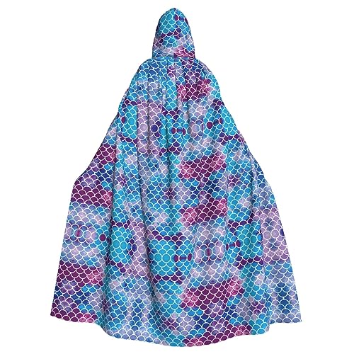 Bvrctyp Meerjungfrauen-Umhang mit Kapuze und Fischschuppen-Druck, für Halloween, Weihnachten, Party, Cosplay-Kostüme Bvrctyp Meerjungfrauen-Umhang mit Kapuze und Fischschuppen-Druck, für Halloween, Weihnachten, Party, Cosplay-Kostüme von Bvrctyp