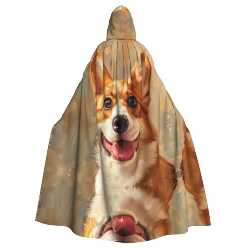 Bvrctyp Niedlicher Corgi-Aufdruck, Kapuzenumhang mit Kapuze, Halloween, Weihnachten, Party, Cosplay-Kostüme von Bvrctyp