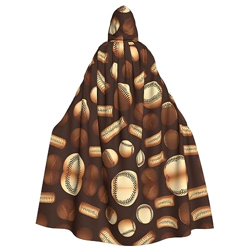 Bvrctyp Retro-Baseball-Umhang mit Kapuze, brauner Druck, mit Kapuze, Halloween, Weihnachten, Party, Cosplay-Kostüme von Bvrctyp