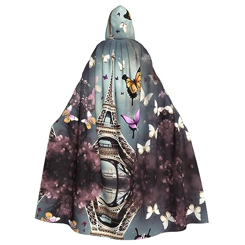 Bvrctyp Romantischer Pariser Umhang mit Kapuze und Schmetterling, Eiffelmuster, Halloween, Weihnachten, Party, Cosplay Bvrctyp Romantischer Pariser Umhang mit Kapuze und Schmetterling, Eiffelmuster, Halloween, Weihnachten, Party, Cosplay von Bvrctyp