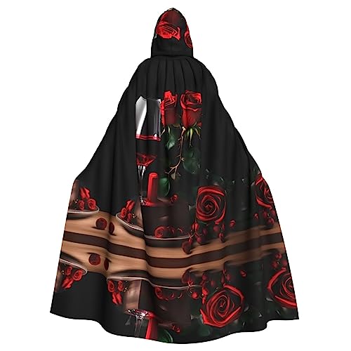 Bvrctyp Rote Rose und Wein, romantischer Deko-Druck, Kapuzenumhang mit Kapuze, Halloween, Weihnachten, Party, Cosplay-Kostüme Bvrctyp Rote Rose und Wein, romantischer Deko-Druck, Kapuzenumhang mit Kapuze, Halloween, Weihnachten, Party, Cosplay-Kostüme von Bvrctyp
