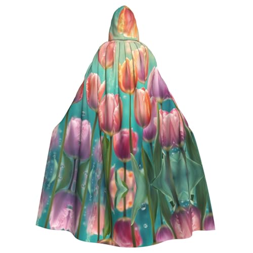 Bvrctyp Roter Tulpenaufdruck, Kapuzenumhang mit Kapuze, Halloween, Weihnachten, Party, Cosplay-Kostüme Bvrctyp Roter Tulpenaufdruck, Kapuzenumhang mit Kapuze, Halloween, Weihnachten, Party, Cosplay-Kostüme von Bvrctyp