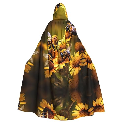 Bvrctyp Rural Honigbienen Blumendruck Kapuzenumhang mit Kapuze Halloween Weihnachten Party Cosplay Kostüme von Bvrctyp