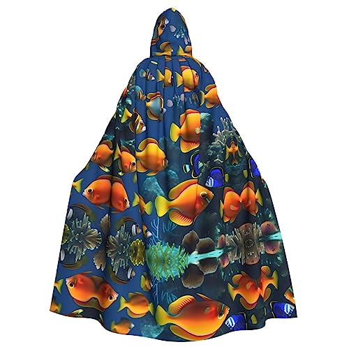 Bvrctyp The Underwater World Kapuzenumhang mit tropischem Fisch-Druck, mit Kapuze, Halloween, Weihnachten, Party, Cosplay Bvrctyp The Underwater World Kapuzenumhang mit tropischem Fisch-Druck, mit Kapuze, Halloween, Weihnachten, Party, Cosplay von Bvrctyp