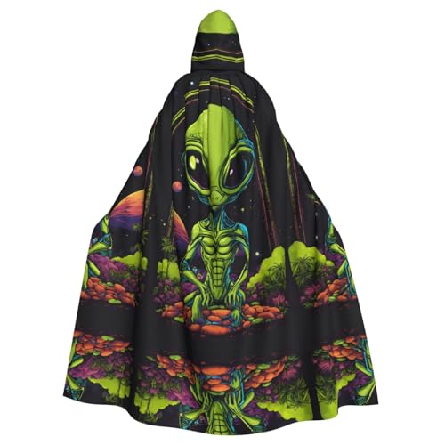 Bvrctyp Umhang mit Kapuze und Alien-Druck, Grün, für Halloween, Weihnachten, Party, Cosplay von Bvrctyp