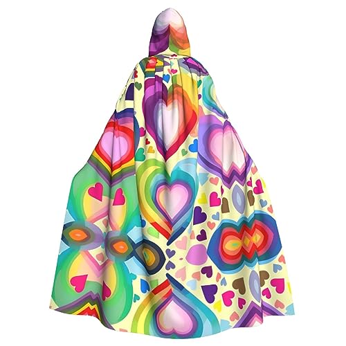 Bvrctyp Umhang mit Kapuze und Herzen in Regenbogenfarben, mit Kapuze, Halloween, Weihnachten, Party, Cosplay Bvrctyp Umhang mit Kapuze und Herzen in Regenbogenfarben, mit Kapuze, Halloween, Weihnachten, Party, Cosplay von Bvrctyp