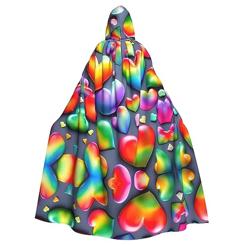 Bvrctyp Umhang mit Kapuze und Herzmotiv, Regenbogenfarben, für Halloween, Weihnachten, Party, Cosplay Bvrctyp Umhang mit Kapuze und Herzmotiv, Regenbogenfarben, für Halloween, Weihnachten, Party, Cosplay von Bvrctyp