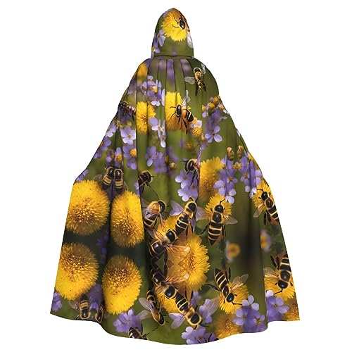 Bvrctyp Umhang mit Kapuze und Kapuze mit Honigbienen, Wildblumen-Druck, für Halloween, Weihnachten, Party, Cosplay-Kostüme Bvrctyp Umhang mit Kapuze und Kapuze mit Honigbienen, Wildblumen-Druck, für Halloween, Weihnachten, Party, Cosplay-Kostüme von Bvrctyp