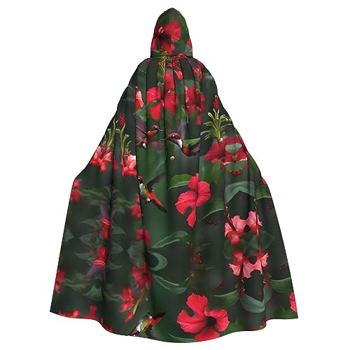 Bvrctyp Umhang mit Kapuze und Kolibris, rote Blume, Hibiskus, mit Kapuze, Halloween, Weihnachten, Party, Cosplay Bvrctyp Umhang mit Kapuze und Kolibris, rote Blume, Hibiskus, mit Kapuze, Halloween, Weihnachten, Party, Cosplay von Bvrctyp