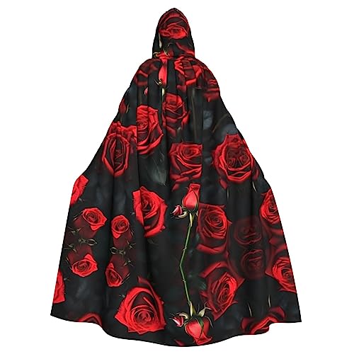 Bvrctyp Umhang mit Kapuze und Rosenblütendruck und Kapuze, Halloween, Weihnachten, Party, Cosplay Bvrctyp Umhang mit Kapuze und Rosenblütendruck und Kapuze, Halloween, Weihnachten, Party, Cosplay von Bvrctyp
