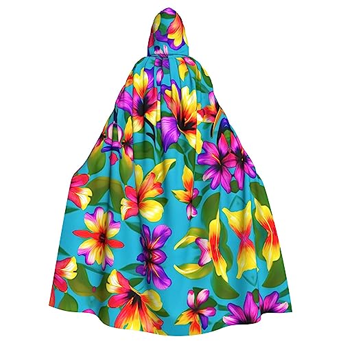 Bvrctyp Umhang mit Kapuze und buntem Hawaii-Blumendruck, mit Kapuze, Halloween, Weihnachten, Party, Cosplay-Kostüm Bvrctyp Umhang mit Kapuze und buntem Hawaii-Blumendruck, mit Kapuze, Halloween, Weihnachten, Party, Cosplay-Kostüm von Bvrctyp