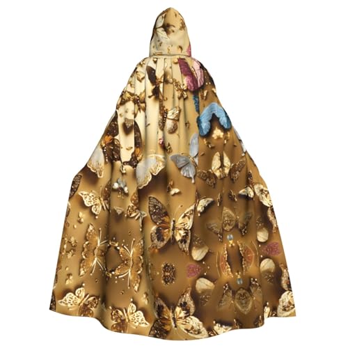 Bvrctyp Umhang mit Kapuze und buntem Schmetterlings-Druck, mit Kapuze, Halloween, Weihnachten, Party, Cosplay-Kostüm Bvrctyp Umhang mit Kapuze und buntem Schmetterlings-Druck, mit Kapuze, Halloween, Weihnachten, Party, Cosplay-Kostüm von Bvrctyp