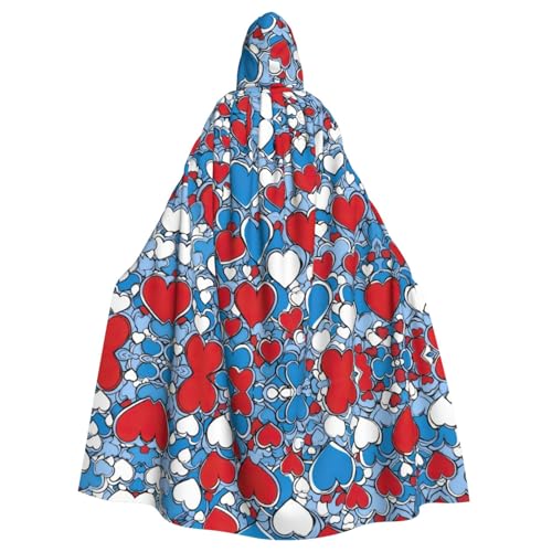 Bvrctyp Umhang mit Kapuze und romantischem Herzaufdruck, für Halloween, Weihnachten, Party, Cosplay Bvrctyp Umhang mit Kapuze und romantischem Herzaufdruck, für Halloween, Weihnachten, Party, Cosplay von Bvrctyp