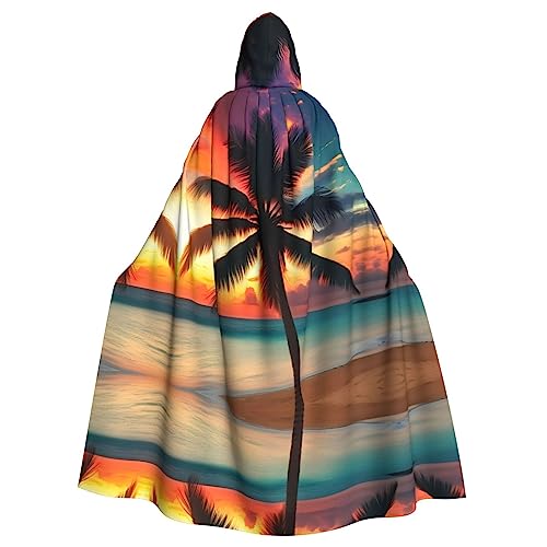 Kapuzenumhang mit Kapuze und tropischem Strand, Palme, Sonnenuntergang, Halloween, Weihnachten, Party, Cosplay Kapuzenumhang mit Kapuze und tropischem Strand, Palme, Sonnenuntergang, Halloween, Weihnachten, Party, Cosplay von Bvrctyp