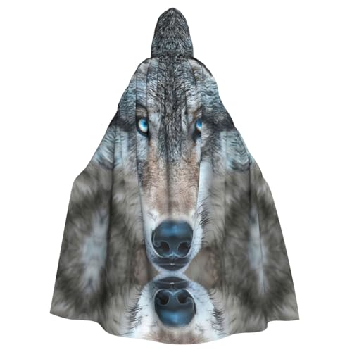 Kapuzenumhang mit blauen Augen, Wolfsdruck, mit Kapuze, Halloween, Weihnachten, Party, Cosplay Kapuzenumhang mit blauen Augen, Wolfsdruck, mit Kapuze, Halloween, Weihnachten, Party, Cosplay von Bvrctyp