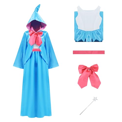 Bvxmsel Feen-Cosplay-Kostüm für Patentante, Damen, Umhang, Umhang, ärmellos, Hemd, Kleid, Zauberstab, Fliege, Halloween-Outfits, Blau, XL Bvxmsel Feen-Cosplay-Kostüm für Patentante, Damen, Umhang, Umhang, ärmellos, Hemd, Kleid, Zauberstab, Fliege, Halloween-Outfits, Blau, XL von Bvxmsel