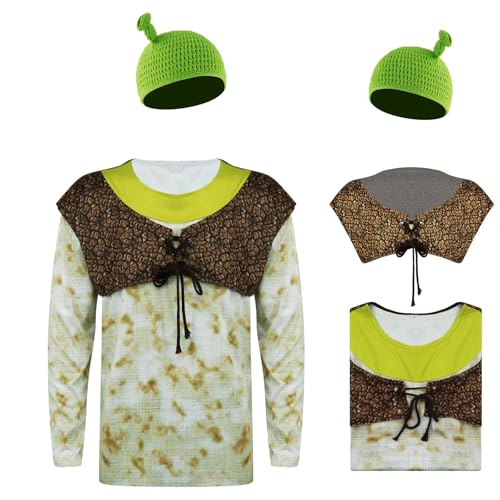 Bvxmsel Oger-Kostüm, Hemd, Weste, Animationsfilm, Cosplay, Sublimationsshirt, Erwachsene, Strickmütze mit Ohren, Zubehör Requisiten, Lange Ärmel, X-Small Bvxmsel Oger-Kostüm, Hemd, Weste, Animationsfilm, Cosplay, Sublimationsshirt, Erwachsene, Strickmütze mit Ohren, Zubehör Requisiten, Lange Ärmel, X-Small von Bvxmsel