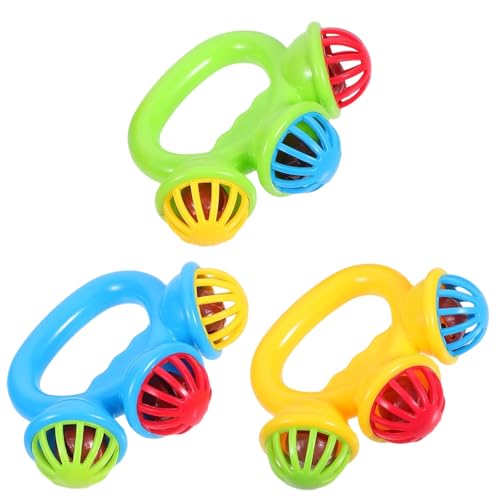 Bunte Baby Handrassel, Hand Bell Jingle Tamburin für Mini Percussion Instrument Glatte Oberfläche Engaging Sound für Schulen Parteien Familie Aktivitäten (3PC) von Bxjinkele