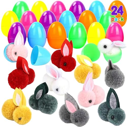 Gefüllte Ostereier Mit 12 Mini Bunny Spielzeug, Mini Ostereier Gefüllt Bunny Spielzeug, Osterspielzeug Geschenke, Ostergeschenke Baster Stuffer Für Kinder, Ostereiersuche, Partygeschenke (12Pcs) von Bxjinkele