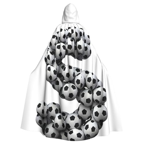 Bxzpzplj Kapuzenumhang mit Fußball-Schriftzug für Erwachsene, Hexe, Vampir, Cosplay, Kostüm, Umhang, geeignet für Partys von Bxzpzplj