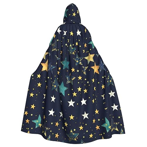 Bxzpzplj Kapuzenumhang mit Sternen, universeller Umhang für Erwachsene, mit Kapuze, Karneval, Cosplay, Kostüm, Umhang, 185 cm von Bxzpzplj