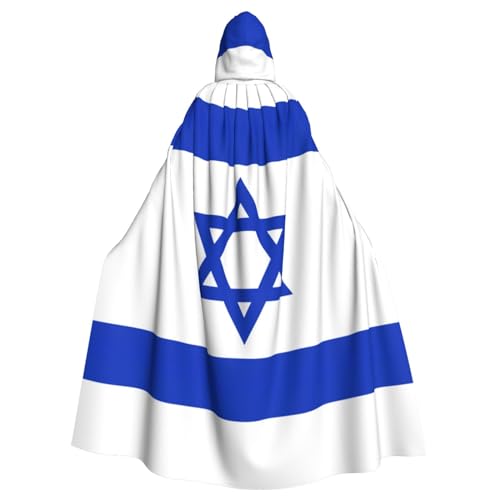 Bxzpzplj Kapuzenumhang mit israelischer Flagge, universeller Umhang für Erwachsene, mit Kapuze, Karneval, Cosplay, Kostüm, Umhang, 185 cm von Bxzpzplj