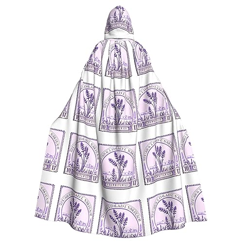 Bxzpzplj Lavendel-Stempel Kapuzenumhang für Damen und Herren, Karneval Zauberer Kostüm, perfekt für Cosplay, 185 cm von Bxzpzplj