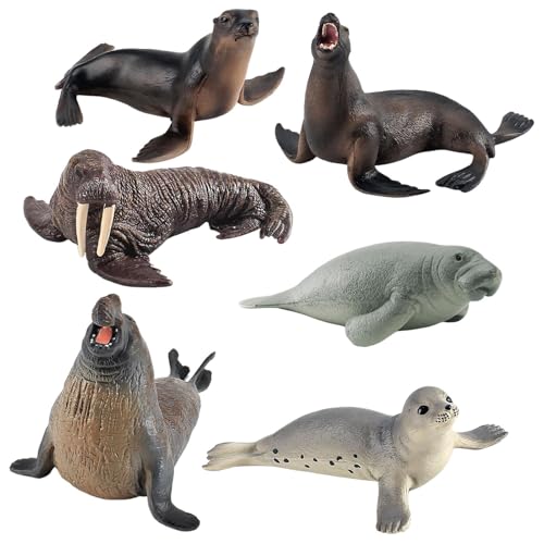 Arctic Animal Set, Polar Wildlife Toys, Miniatur -Säugetierfiguren, tragbar und leicht zu speichern, langlebiger Gebrauch, 11 cm/4,33 Zoll, für Wissenschaft und Bildung von Byeaon