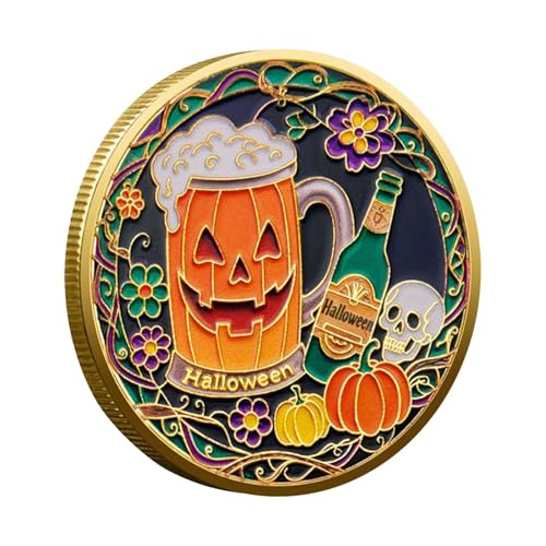 Byeaon Happy Halloween Gedenkmünze, Perfect Home Decor, Eisen, Ghost Collectible Gedenkfeiern Halloween -Münze, Vintage -Wohnkultur, kompakt für Tischschränke Fans Enthusiasten Sammler von Byeaon