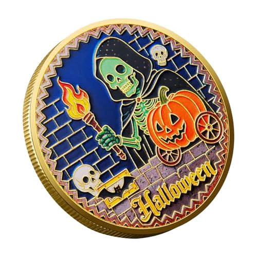 Byeaon Happy Halloween Gedenkmünze, Perfect Home Decor, Eisen, Ghost Collectible Gedenkfeiern Halloween -Münze, Vintage -Wohnkultur, kompakt für Tischschränke Fans Enthusiasten Sammler von Byeaon