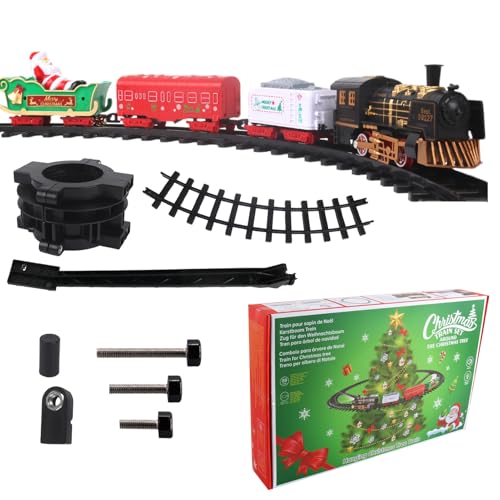 Byeaon Weihnachtszug Spielzeug - Elektrische Eisenbahn Mit Schienen,Retro Zug Für Kleinkinder Mit Licht Und Musik - Für Kleinkinder Mädchen Kindergeburtstag Feiertage von Byeaon