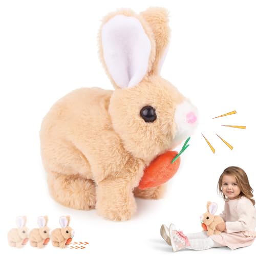 Byffoer Bunny Interaktives Spielzeug, Osterhase Spielzeug, Haustier Plüschhase mit Karotten Osterspielzeug, Walking und Sounding Wiggle Ohren und Move Nase, großes Geschenk für Kinder! Byffoer Bunny Interaktives Spielzeug, Osterhase Spielzeug, Haustier Plüschhase mit Karotten Osterspielzeug, Walking und Sounding Wiggle Ohren und Move Nase, großes Geschenk für Kinder! von Byffoer