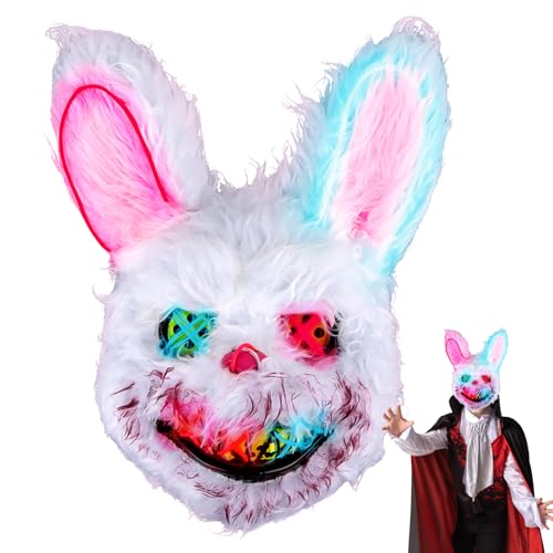 Byffoer Halloween Maske Horror Hasenmaske, LED Blutige Kaninchen Maske Gruselige Halloween Maske für Erwachsene Kinder, Halloween Bunny Maskes für Halloween Kostüm Karnevalsparty Cosplay Maskerade Byffoer Halloween Maske Horror Hasenmaske, LED Blutige Kaninchen Maske Gruselige Halloween Maske für Erwachsene Kinder, Halloween Bunny Maskes für Halloween Kostüm Karnevalsparty Cosplay Maskerade von Byffoer