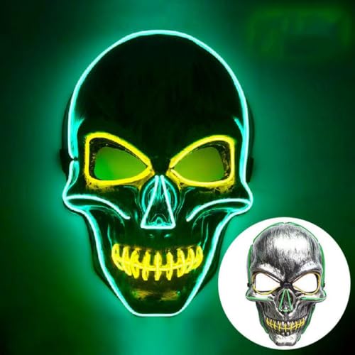 Byffoer LED Maske Totenkopf,Halloween Totenkopf Maske Led Licht Totenkopfmaske,Leuchtend Schädel Mask Gruselige Schädel Masken mit 3 Leuchtmodi Skelett für Cosplay Halloween Party Byffoer LED Maske Totenkopf,Halloween Totenkopf Maske Led Licht Totenkopfmaske,Leuchtend Schädel Mask Gruselige Schädel Masken mit 3 Leuchtmodi Skelett für Cosplay Halloween Party von Byffoer