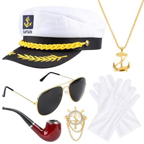 Byffoer Yacht Kapitän Hut Kapitänsmütze Kostüm Set,Kapitänsmütze Herren Verstellbare Mütze Lustiger Hut für Kinder Damen Herren Erwachsene Halloween Weihnachten für Partys Cosplay Byffoer Yacht Kapitän Hut Kapitänsmütze Kostüm Set,Kapitänsmütze Herren Verstellbare Mütze Lustiger Hut für Kinder Damen Herren Erwachsene Halloween Weihnachten für Partys Cosplay von Byffoer
