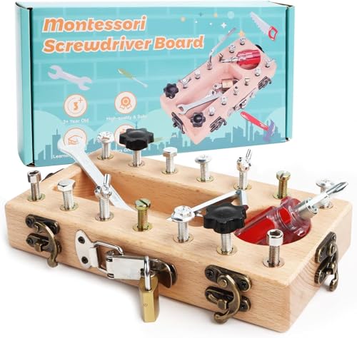 Montessori Holz Schraubbrett,Montessori Spielzeug ab 3 4 5 Jahre Schraubendreher Brett,Kinder Schrauben Spielzeug Lernspielzeug Motorikspielzeug,Geschenk für Mädchen Jungen Montessori Holz Schraubbrett,Montessori Spielzeug ab 3 4 5 Jahre Schraubendreher Brett,Kinder Schrauben Spielzeug Lernspielzeug Motorikspielzeug,Geschenk für Mädchen Jungen von Byffoer