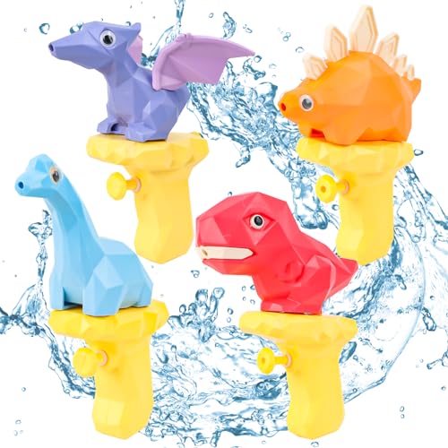 Wasserpistole Klein,4 Stück Dinosaurier Wasserpistolen Wasserpistole Spielzeug für Kinder,Wasserpistole für Kinder Spritzpistole Wasser für Garten Schwimmbad Strand von Byffoer