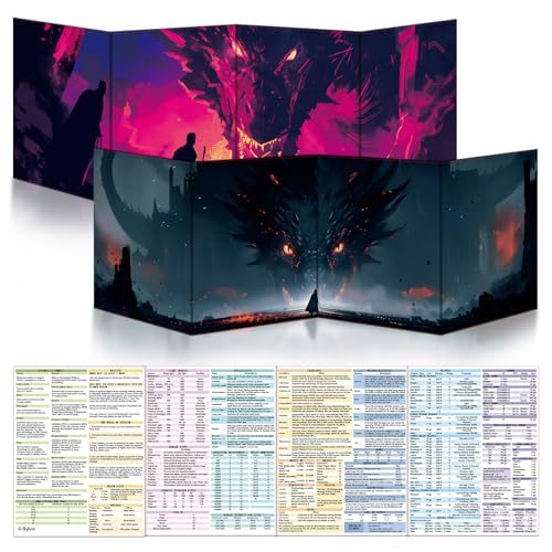 Byhoo DM Sichtschirm 2Pcs Set für D&D 5E 2 Themenwelten, wasserfeste Oberfläche, dreifach faltbar (A4),Kompatibel mit Player's Handbook Byhoo DM Sichtschirm 2Pcs Set für D&D 5E 2 Themenwelten, wasserfeste Oberfläche, dreifach faltbar (A4),Kompatibel mit Player's Handbook von Byhoo