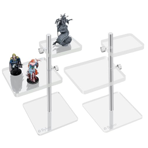 Byhoo 2 Stück DND Fliegende Miniaturen Kampferhöhungen, Flugständer mit verstellbaren Acryl-Plattformen, unverzichtbares DND-Gelände-Zubehör von Byhoo