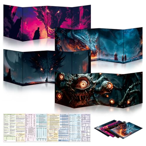 Byhoo DM Sichtschirm 8Pcs Set für D&D 5E 4 Themenwelten, wasserfeste Oberfläche, dreifach faltbar (A4),Kompatibel mit Player's Handbook Byhoo DM Sichtschirm 8Pcs Set für D&D 5E 4 Themenwelten, wasserfeste Oberfläche, dreifach faltbar (A4),Kompatibel mit Player's Handbook von Byhoo