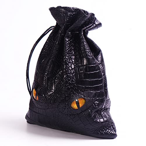 DND Dice Bag with 2 Yellow Dragon Eyes, Black Dungeons and Dragons Dice Bag, Board Game Bag of Dice, Dice Bag Hold 6 Set Dice, D and D Storage Bag for RPG Table Game, Bag for Board Game Accessories von Byhoo