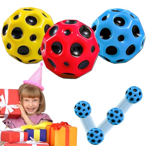 Byhotome Astro Jump Ball,3 STK 7 cm Hohe Sprünge Gummiball Space Ball,Planeten Hüpfbälle,Mini Bouncing Ball Toy,Springende Bälle Spiel Indoor Outdoor Spielzeug für Kinder & Erwachsene von Byhotome