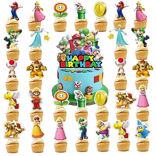 47 Stücke Cartoon Cake Topper, Cartoon Kuchen Deko, Cartoon Tortendeko, Cartoon Muffin Deko für Kindergeburtstag,Deko Torte Kinder von Byhsoep