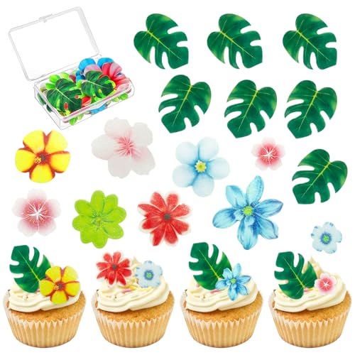 83 Stück Essbare Blumen mit Blätter, Essbare Blumen für Torte, Essbare Blätter Tortendeko, Geburtstag Tortendeko, Hawaiianischer Dschungel Geburtstagsparty Dekorationen für Cupcakes, Geburtstagstorten 83 Stück Essbare Blumen mit Blätter, Essbare Blumen für Torte, Essbare Blätter Tortendeko, Geburtstag Tortendeko, Hawaiianischer Dschungel Geburtstagsparty Dekorationen für Cupcakes, Geburtstagstorten von Byhsoep