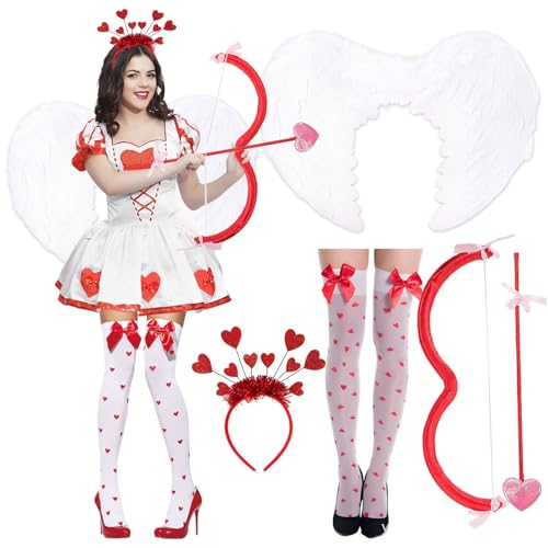 Byhsoep Amor Kostüm Damen,Romantische Amor Kostüm Accessoires mit 60cm Flügel Engel,Cupid Pfeil und Bogen,Haarreif,Strümpfe mit Schleife für Mädchen Frauen Karneval Valentinstag Party Zubehör Byhsoep Amor Kostüm Damen,Romantische Amor Kostüm Accessoires mit 60cm Flügel Engel,Cupid Pfeil und Bogen,Haarreif,Strümpfe mit Schleife für Mädchen Frauen Karneval Valentinstag Party Zubehör von Byhsoep