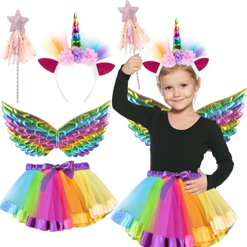 Byhsoep Einhorn Kostüm Kinder Mädchen,Einhornkostüm mit Einhorn Haarreif,Zauberstab Glitzer,Tüllrock Lila,Flügel Mehrfarbig für Halloween Karneval Cosplay Geburtstag Fasching Byhsoep Einhorn Kostüm Kinder Mädchen,Einhornkostüm mit Einhorn Haarreif,Zauberstab Glitzer,Tüllrock Lila,Flügel Mehrfarbig für Halloween Karneval Cosplay Geburtstag Fasching von Byhsoep