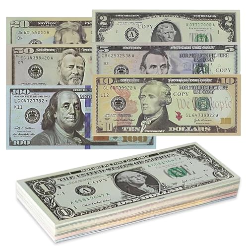280 Stück Prop Money,Copy Money,Spielgeld Dollar Schein,Falschgeld Dollar,Geldscheine Dollar Movie Money Für Kinder Spiel Game Hochzeit Party Requisiten Game Film -40 x1$,2$,5$, 10$,20$, 50$,100$ von Byhsoep