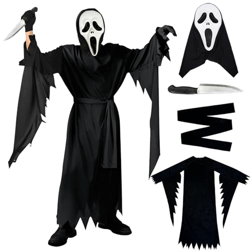 Byhsoep Halloween Scream Kostüm Set, Halloween Scream Kostüm Erwachsene, mit Halloween Scream Maske, Spielzeug Messer, Halloween Scream Ghostface Kostüm, Horrorkostüme Passend für Halloween, Karneval Byhsoep Halloween Scream Kostüm Set, Halloween Scream Kostüm Erwachsene, mit Halloween Scream Maske, Spielzeug Messer, Halloween Scream Ghostface Kostüm, Horrorkostüme Passend für Halloween, Karneval von Byhsoep